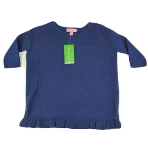 New Lilly Pulitzer Girls Tierneigh Sweater Size Small 4-5 Navy Blue - Picture 1 of 4