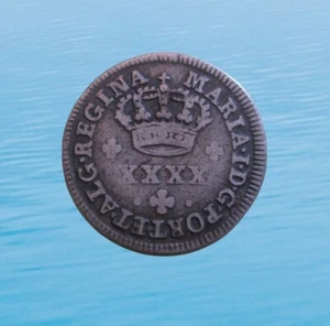 PORTUGAL 50 REIS 1/2 TOSTÃO 1786-1799 SILVER RULER MARIA I KM 283 #5405# - Picture 1 of 2