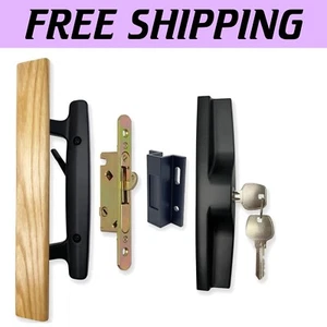 Stylish Black Sliding Patio Door Handle and Lock Set for Various Door Types - Picture 1 of 9