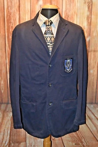 Polo Ralph Lauren Men Navy Blue Cotton 3 Front Button Sports Coat Sz L - Picture 1 of 12