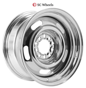 RALLYE STEEL 10x15 5x4.5/4.75 Chevrolet GM Muscle Car Ralley Chrom Felge Buick  - Bild 1 von 1