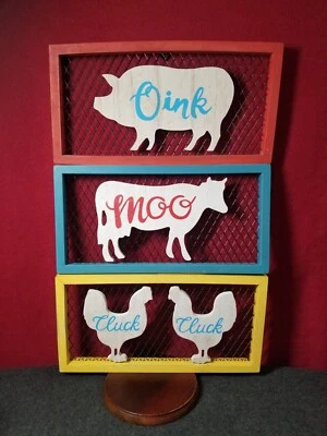  Farmhouse Country Rustic SIGN LOT Chicken, Cow, Pig  - Image 1 of 4