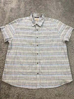 Boston Traders Shirt Mens 2XL Gray Striped Textured Short Sleeve Camp Button Up - Image 1 of 4