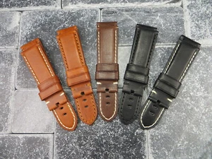 Nuovo cinturino pieghevole 26 mm cinturino in pelle di mucca morbida cinturino per orologio PANERAI oro marrone R - Foto 1 di 32