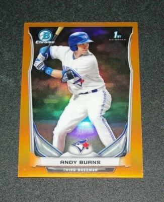 2014 Bowman Chrome ANDY BURNS #77 Mini Orange Refractor RC/10 Toronto BLUE JAYS - Image 1 of 2