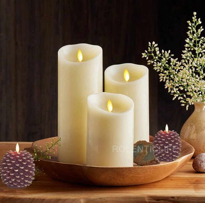 Luminara LED 无焰柱香氛蜡烛带移动芯和遥控蜡象牙白 — 第 1/4 张图片