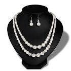 Double Chain Pearl Jewelry Set Women Simulated Pearl Necklace Earring Jewel Hf