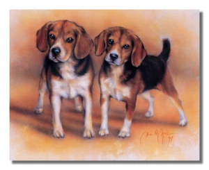 Baby Beagle Welpe Hunde Jagd Wand Bild Kunstdruck - Bild 1 von 1