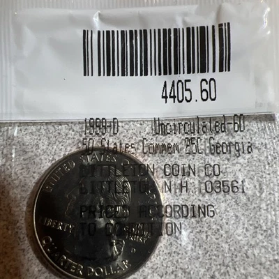 1999 D Georgia STATE QUARTER UNCIRCULATED-60 LITTLETON COIN COMPANY - Image 1 of 2