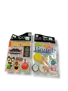 Soft Spoken 3D Scrapbook Stickers Lot – Monsters + Beach Themes MAMBI - Picture 1 of 2