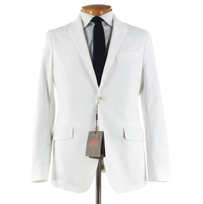 Etro NWT Cotton Blend Sport Coat Size 50 (40 US) In White Tonal Geometric - Image 1 of 4
