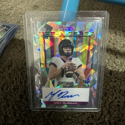 2023 Leaf Vivid Technicolor Max Duggan Cracked Ice Autograph 1/9 #T-MD1 Bookend - Image 1 of 3