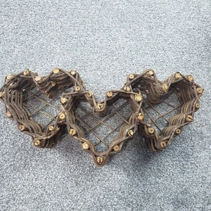 Decorazione da parete vite uva intrecciata 3 parti cuore cesti legno cottagecore natura - Foto 1 di 11