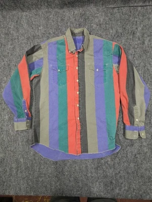 Vtg Wrangler Brushpopper Shirt Extra Large Striped Western Rodeo Cowboy 90s Flaw - Image 1 of 4