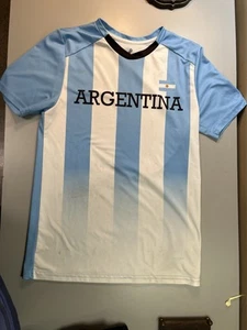 Argentina Soccer Jersey YOUTH Boys Large 14 / 16 Messi Team Kit Top **USED** - Picture 1 of 5