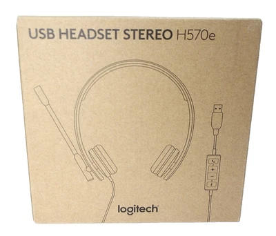 LOGITECH H570e Wired Headset, Stereo w/ Noise-Cancelling Mic, USB w/ Mute, Black - Image 1 of 4