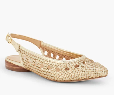 NEW TALBOTS GOLD EDNA WOVEN METALLIC NAPPA SLINGBACK FLATS SHOES 10.5 - Image 1 of 3