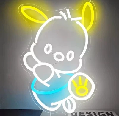 RGB Pochacco LED Luz Nocturna Lámpara de Pared Decoración Neón Niños Hogar Sala de Juegos USB Foto 1 de 4