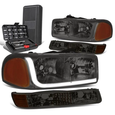 Para GMC Sierra 1999-2007 LED DRL Barra Ahumada/Ámbar Faro Parachoques Lámpara + Caja de Herramientas Foto 1 de 4