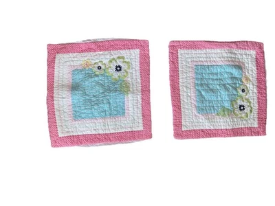 Pottery Barn Kids PBK Quilted Pillow Shams 2 Standard Floral Tie Back - Image 1 of 4