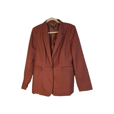 DKNY Womens One Button Blazer Jacket, Cinnamon Brown, 14 Business Career - Image 1 of 4