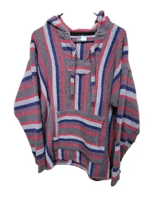 Poncho de playa boho tejido suroeste suéter con capucha para hombre XL  Foto 1 de 4