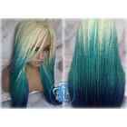 Box Braid Wig Creamy Braid Wig Long Ombre Blonde Green Turquoise Blue Mermaid 