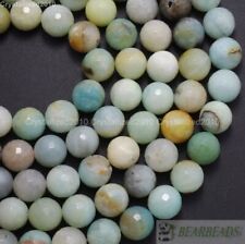 Natural Colorful Amazonite Gemstone Faceted Round Beads 6mm 8mm 10mm 12mm 16''