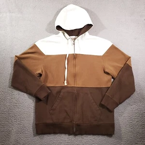Felpa con cappuccio Kirra vintage uomo extra large marrone bianco righe full zip skater punk - Foto 1 di 14