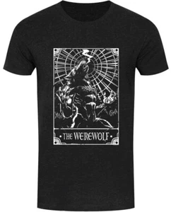The Werewolf Tarot Card, Heather Black T-Shirt, Gothic Wolf Horror, Deadly Tarot - Picture 1 of 5