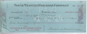 Assegno / assegni USA - SOUTH WESTERN RAILROAD COMPANY - 1924 - raro - Foto 1 di 2