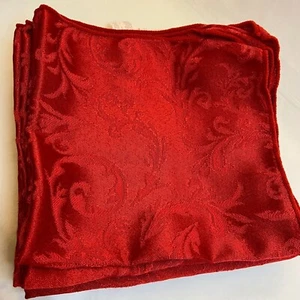 #6084 Christmas red square brocade print dinner napkins clean set of 10 - Picture 1 of 4