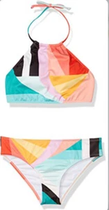 Billabong Multicolor High Neck 2pc Halter Swimsuit YOUTH GIRLS SZ 6X ZP-5720 - Picture 1 of 3