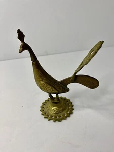 Peacock Brass Eyeliner Flask Bird Figurine Makeup Beauty Vintage Animal Bird - Picture 1 of 10