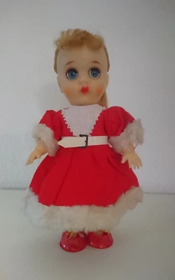 50er Jahre Puppe Plastik 20 cm, Schlafaugen blonde glatte Haare + Kleider, RAR! - Bild 1 von 4