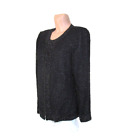 Laurence Kazar New York Xl Black Silk Elegant Sequined Beaded L/S Party Top