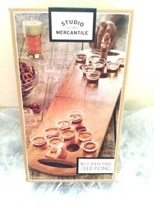 Mini tavola pieghevole da birra pong in legno nuova con scatola, borsa portaoggetti e tazze - Foto 1 di 2