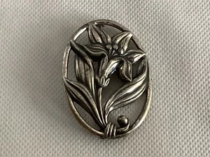 Vintage Sterling Silver Stargazer Lily Brooch/Pin - Picture 1 of 9