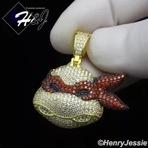 925 STERLING SILVER RED CZ GOLD PLATED TEENAGE MUTANT NINJA TURTLE PENDANT*GP413 - Picture 1 of 4