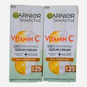 Garnier SkinActive Vitamin C 2 In 1 Brightening Serum Cream - Lot Of 2 - Picture 1 of 2