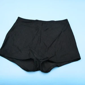 Victorias Secret Medium Black Ribbed PINK Boy Short Bikini Bottom Swimwear Beach - Picture 1 of 7