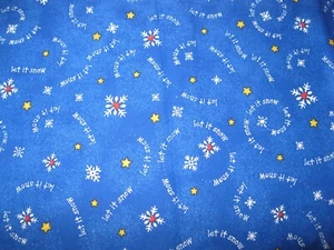 1/2 Yard Vintage Christmas LET IT SNOW Blue Unbranded Cotton Fabric  18" x 44" - Picture 1 of 3