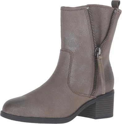 NUEVO Clarks Nevella Devon Botas de Cuero Cremallera Tacón Taupe Zapatos Botines Gris 8.5 Foto 1 de 4