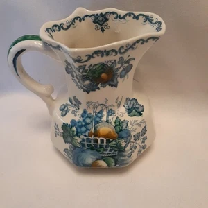 Mason's England Patente Ironstone China Cesta de Frutas Azul Pequeña Jarra Hydra 4 3/4" - Imagen 1 de 5