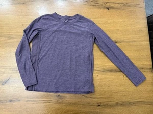Athleta Girl M 8-10 Long Sleeve Heathered Purple Athletic Shirt- Finger Hole - Picture 1 of 10