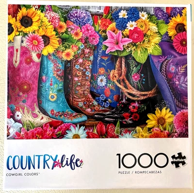 Buffalo 1000 Piece Jigsaw Puzzle "Country Life Cowgirl Colors" Includes Poster - Image 1 of 3