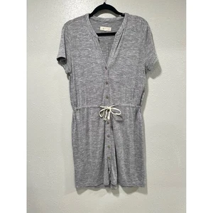 Vestido Lou & Grey LOFT XS Gris Jaspeado Botón Frontal Cordón Manga Corta - Imagen 1 de 5