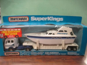 VINTAGE MATCHBOX SUPER KINGS #K-107 MERCEDES POWER LAUNCH BOAT TRANSPORTER - Picture 1 of 4