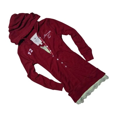 De Colección Y2K Abercrombie Cuello en V Acanalado Ajustado Botones Bordados Logo y Escritura M Foto 1 de 4