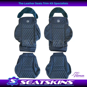 LEATHER SEATS TRIM KIT FOR HSV COULSON 2 SEATS BLACK WITH SILVER DIAMOND STITCH - Picture 1 of 11